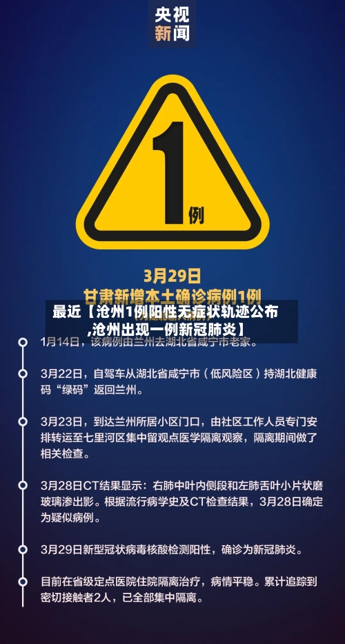 最近【沧州1例阳性无症状轨迹公布,沧州出现一例新冠肺炎】