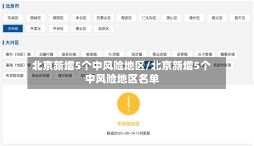 北京新增5个中风险地区/北京新增5个中风险地区名单