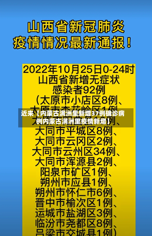 近来【内蒙古满洲里新增37例确诊病例内蒙古满洲里疫情新增】